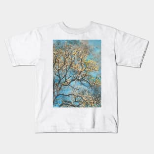 Watercolor tree on blue background #tree Kids T-Shirt